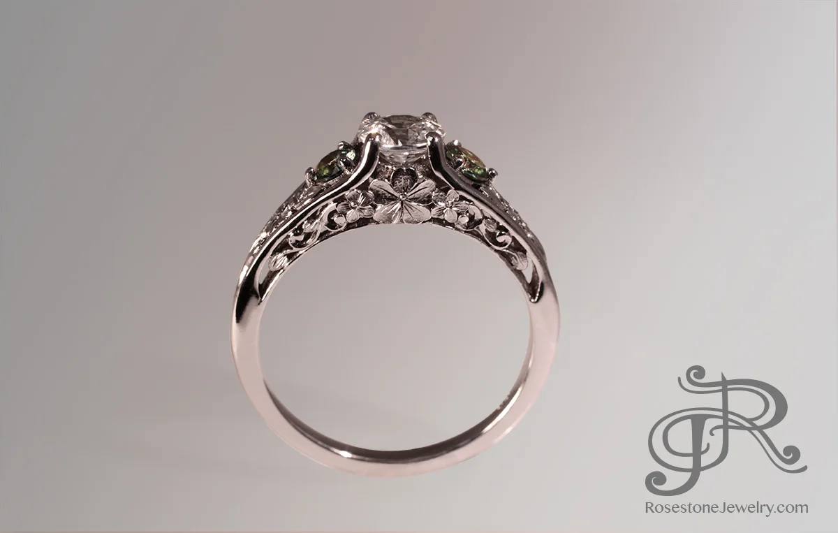 Sakura Engagement Ring Rosestone Jewelry